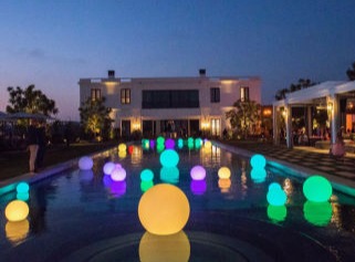 floating pool orbs glow